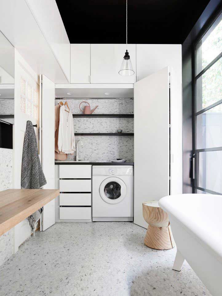 combine the bathroom with laundry