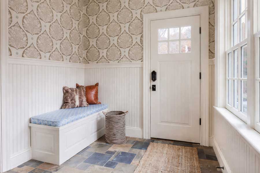 hallway wallpaper feature wall