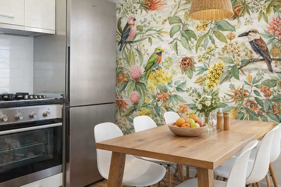 kitchen wallpaper feature wall